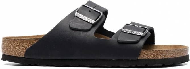 Birkenstock Arizona slippers met gesp Zwart