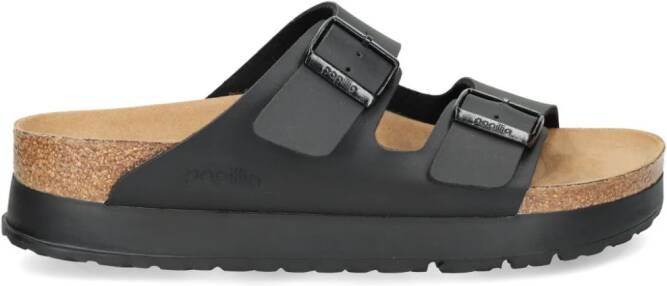 Birkenstock Arizona slippers met plateauzool Zwart