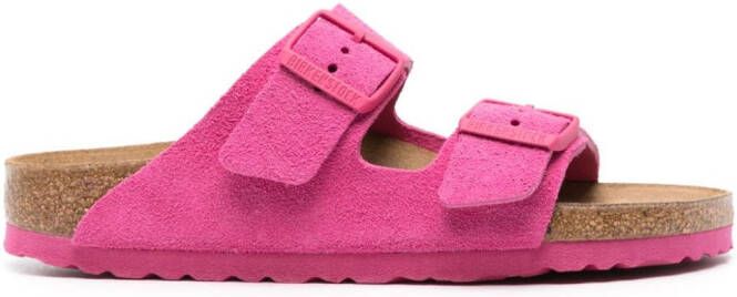 Birkenstock Arizona suède slippers Roze