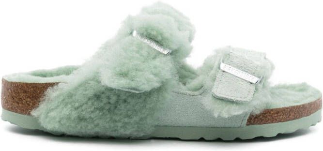 Birkenstock Arizona teddy slippers Groen
