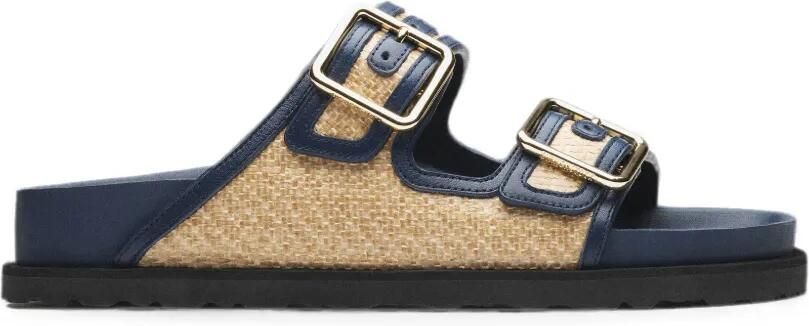 Birkenstock 1774 Arizona raffia sandalen Blauw