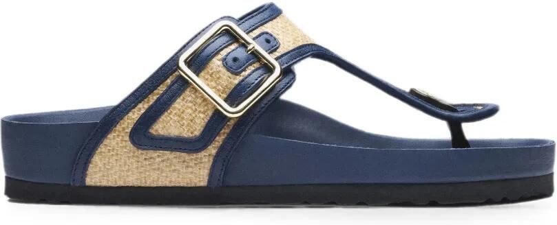 Birkenstock 1774 Gizeh raffia sandalen Blauw
