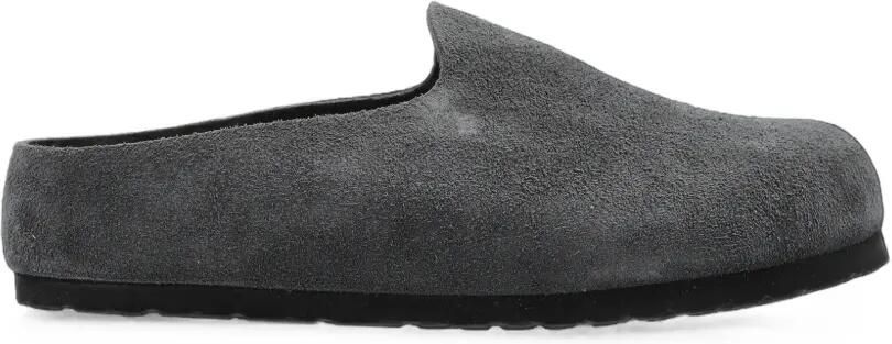 Birkenstock Amsterdam Wrapped suède muiltjes Grijs