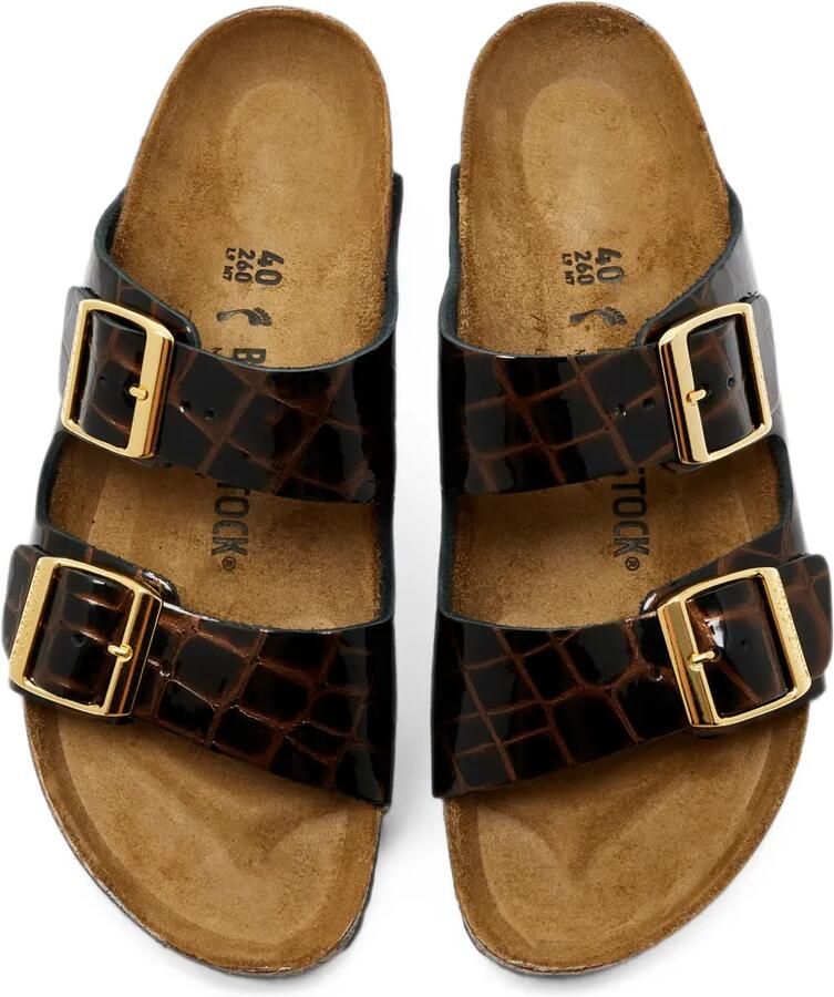 Birkenstock Arizona leren sandalen met krokodillen-reliëf Zwart - Foto 2