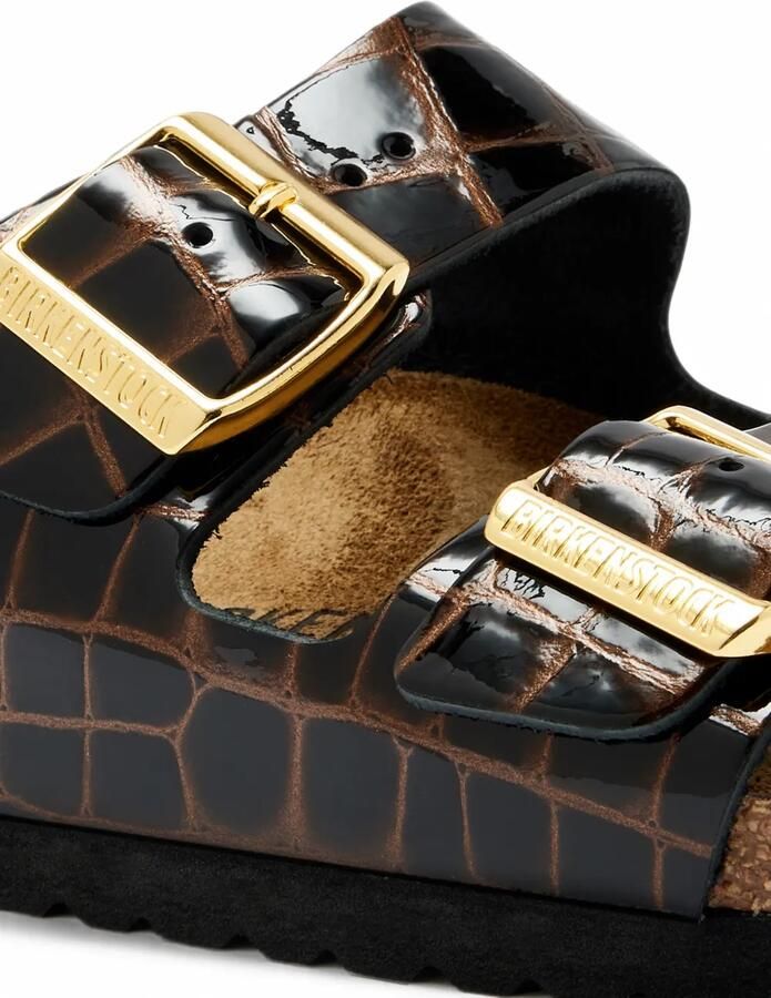 Birkenstock Arizona leren sandalen met krokodillen-reliëf Zwart - Foto 3