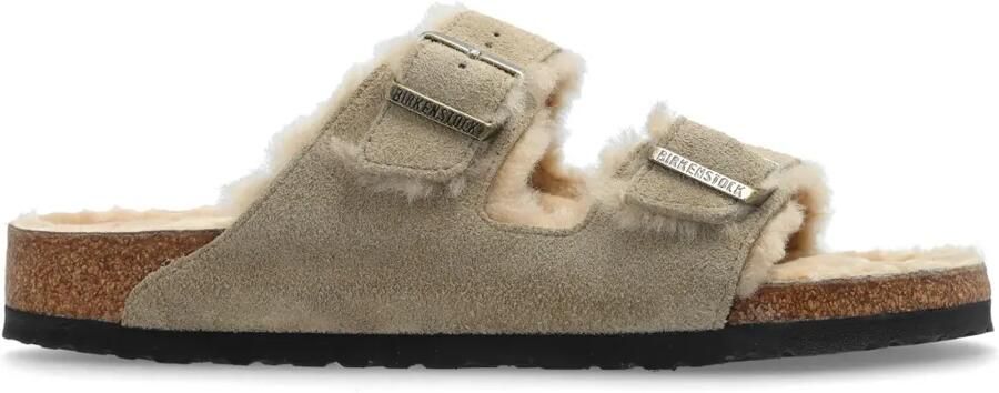 Birkenstock Arizona lammy sandalen Beige