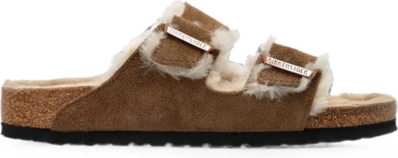 Birkenstock Arizona lammy sandalen Bruin