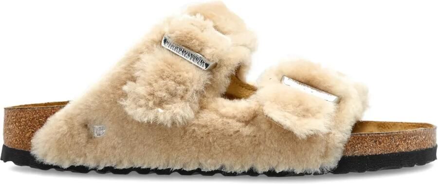 Birkenstock Arizona platte sandalen met gespbandje Beige