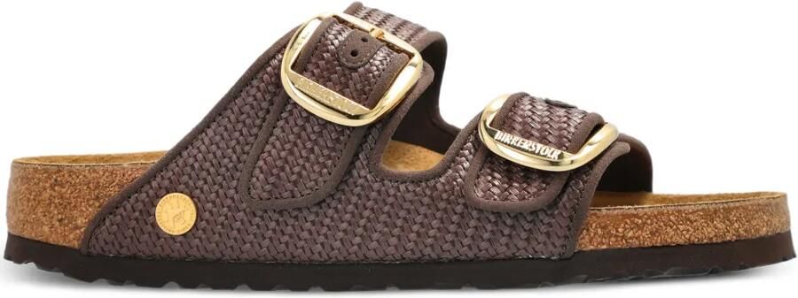 Birkenstock Arizona raffia sandalen met gesp Bruin