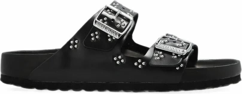 Birkenstock Arizona kleine natuurlijke leren sandalen met ringlets Zwart