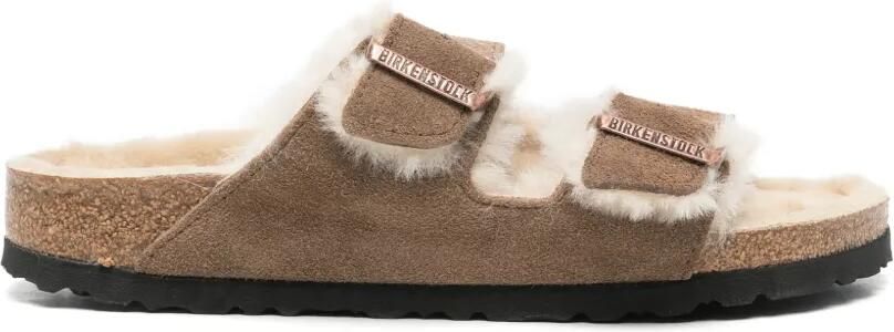 Birkenstock Arizona sandalen met lammy voering Bruin