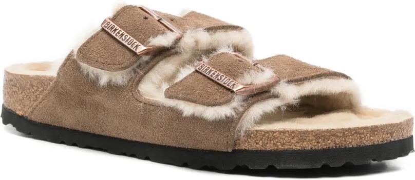 Birkenstock Arizona sandalen met lammy voering Bruin - Foto 4