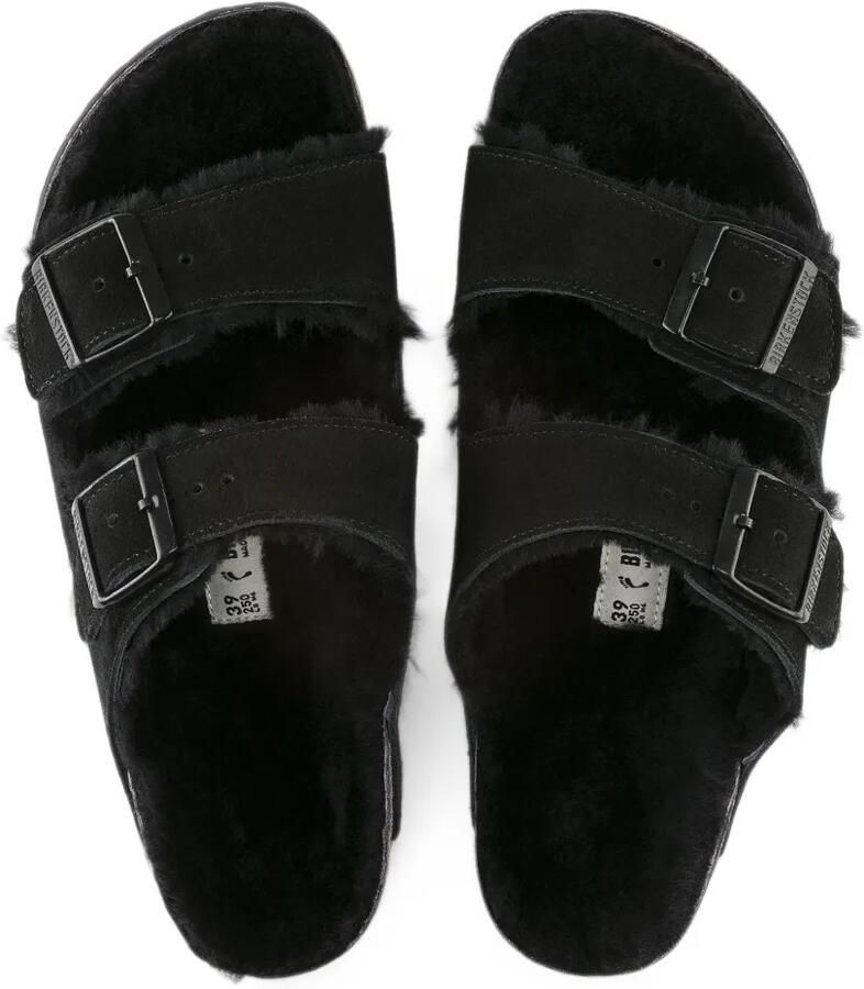 Birkenstock Arizona lammy sandalen Zwart