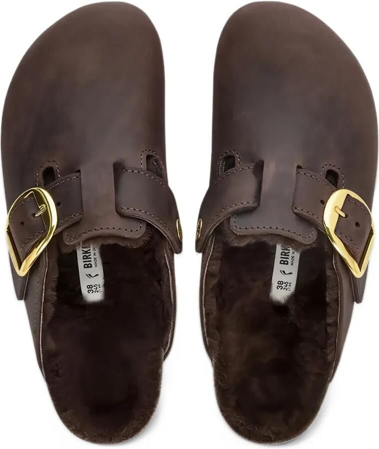Birkenstock Boston big-buckle shearling mules Bruin - Foto 2