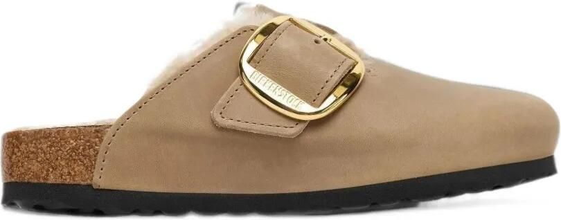 Birkenstock Boston Big buckle shearling shoes Beige