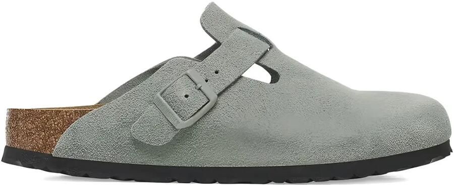 Birkenstock Boston BS "Pure Sage" suède muiltjes Grijs