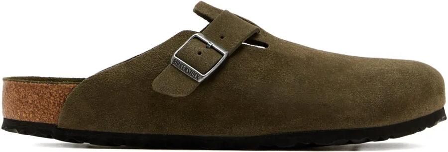 Birkenstock Boston BS suède klompen met gesp Groen