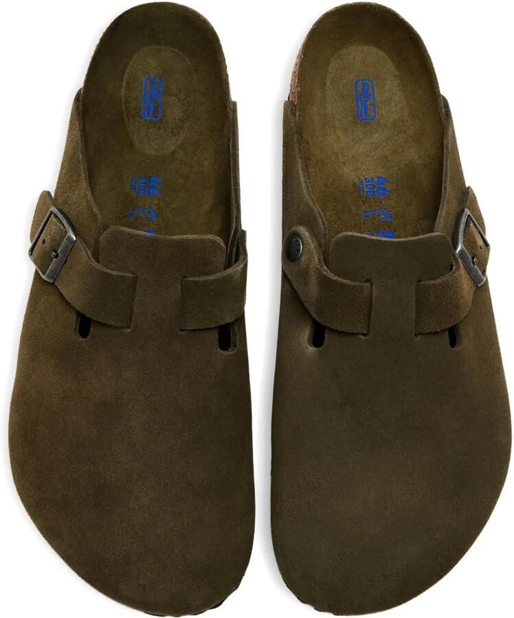Birkenstock Boston BS suède klompen met gesp Groen - Foto 3