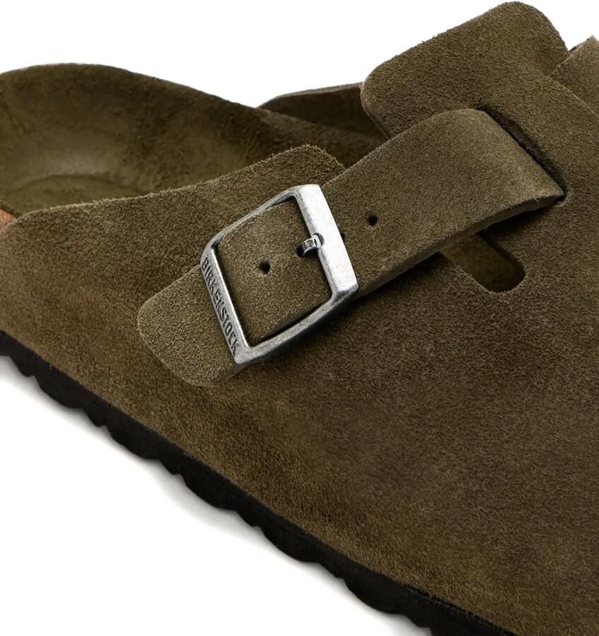 Birkenstock Boston BS suède klompen met gesp Groen - Foto 2