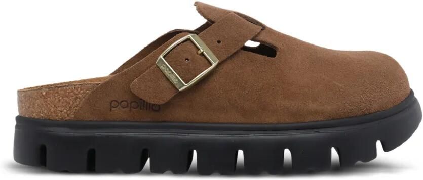 Birkenstock Boston chunky suède muiltjes Bruin