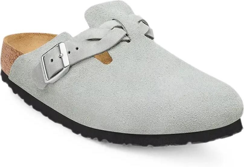 Birkenstock Boston gevlochten suède klompen Grijs
