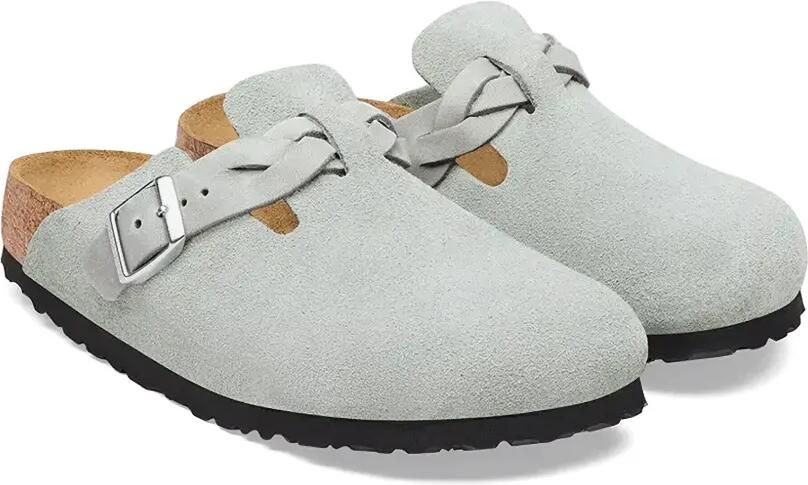 Birkenstock Boston gevlochten suède klompen Grijs - Foto 4