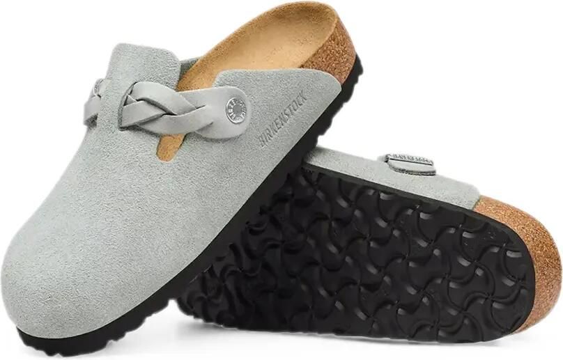 Birkenstock Boston gevlochten suède klompen Grijs - Foto 3