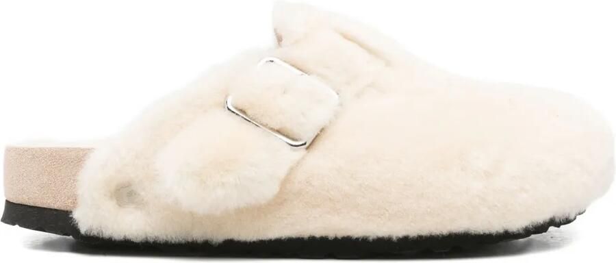 Birkenstock Boston lammy muiltjes Beige
