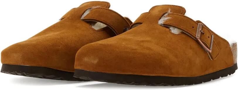 Birkenstock Boston lammy muiltjes met gesp Bruin - Foto 4