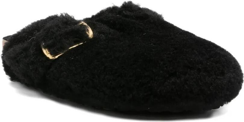 Birkenstock Boston lammy muiltjes met gesp Zwart