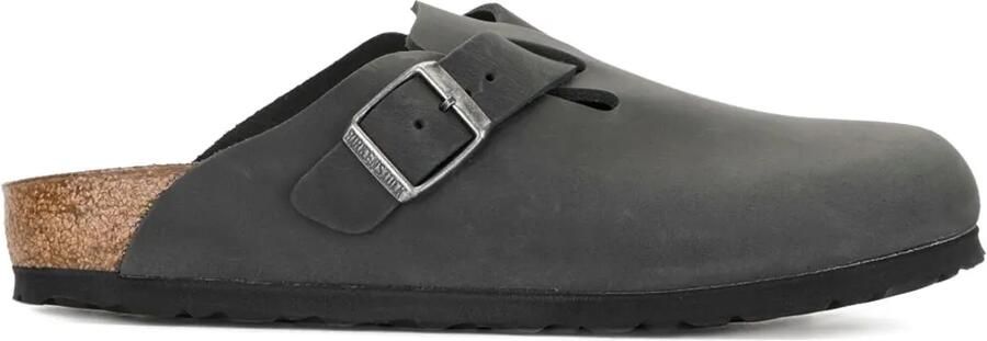 Birkenstock Boston leren muiltjes met gesp Zwart