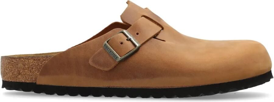 Birkenstock Boston leren slippers Bruin
