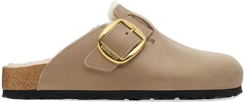 Birkenstock Boston muiltjes met grote gesp Beige