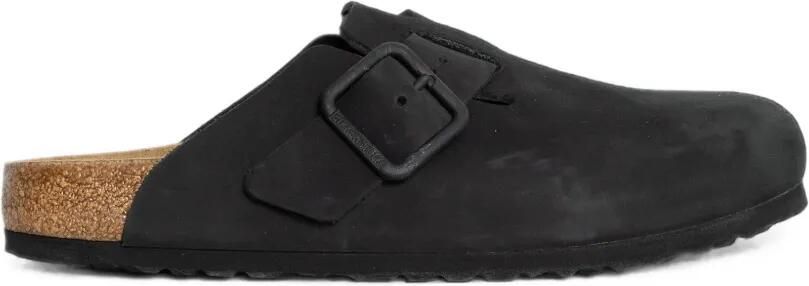 Birkenstock Boston nubuck leren muiltjes Zwart