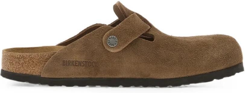 Birkenstock Boston platte instappers met gespsluiting Bruin