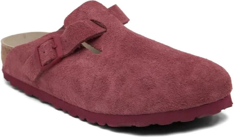 Birkenstock Boston "red" suède muiltjes Rood