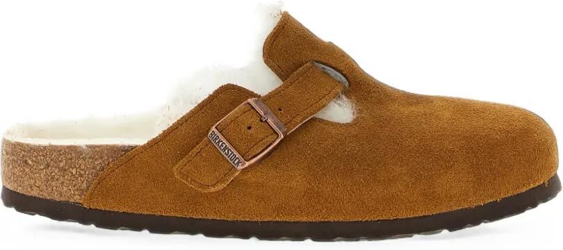 Birkenstock Boston sandalen met lammy voering Bruin