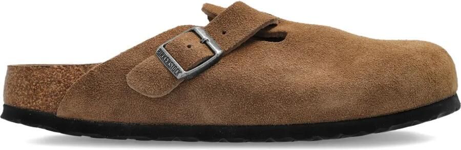 Birkenstock Boston slippers met gespbandje Bruin