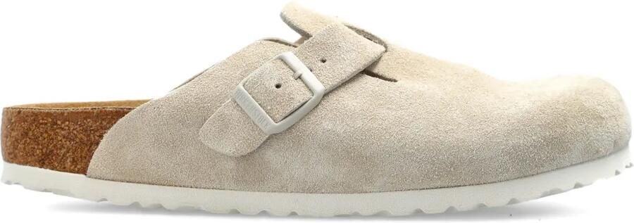 Birkenstock Boston suède muiltjes Beige