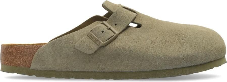 Birkenstock Boston suède muiltjes Groen
