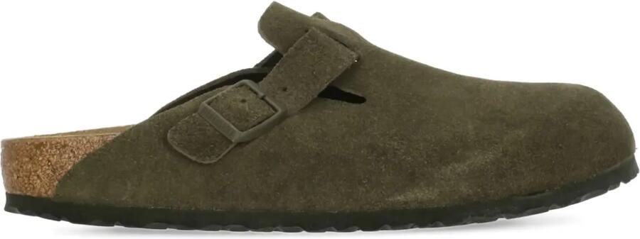 Birkenstock Boston suède muiltjes Groen