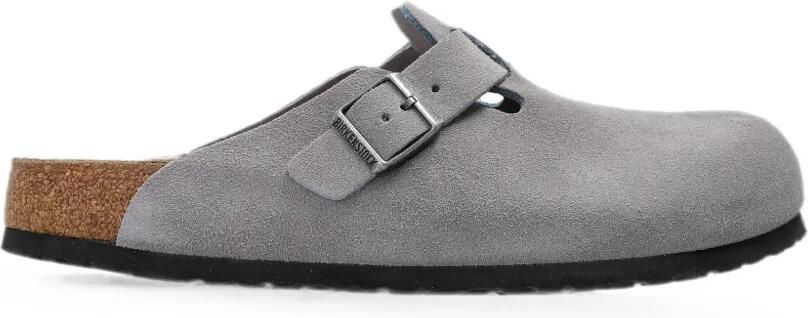 Birkenstock Boston suède muiltjes met gespsluiting Paars