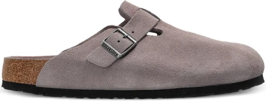 Birkenstock Boston suède sandalen Grijs