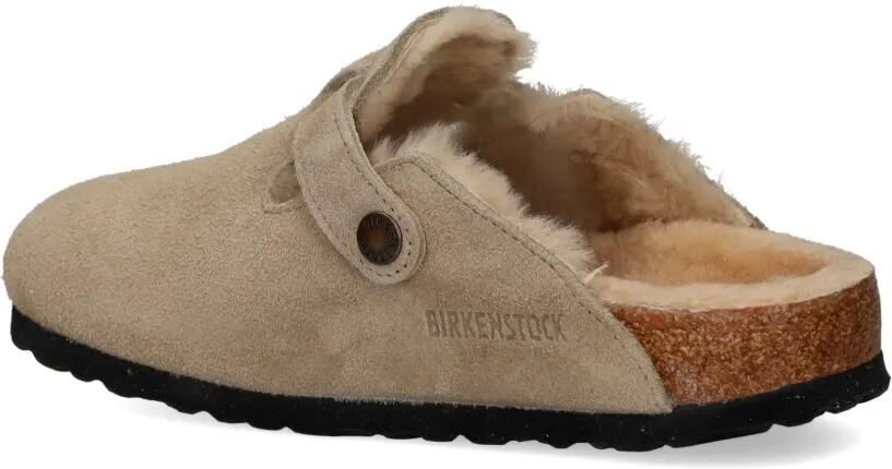 Birkenstock Boston suède slippers met lammy voering Beige - Foto 4