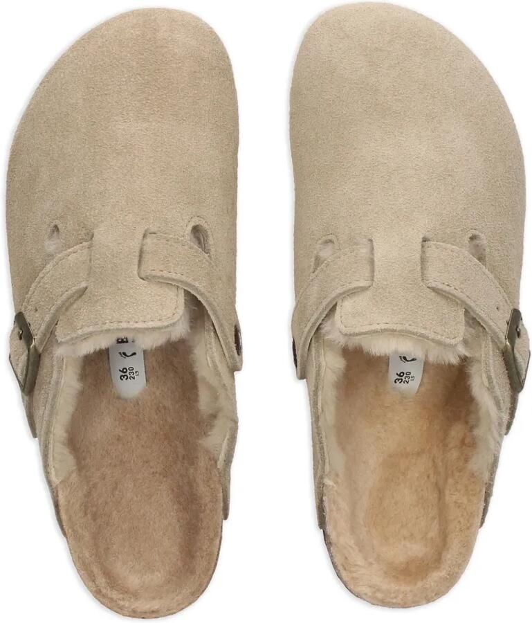 Birkenstock Boston suède slippers met lammy voering Beige - Foto 2