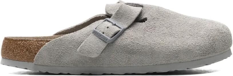 Birkenstock Boston suède slippers met zacht voetbed Beige