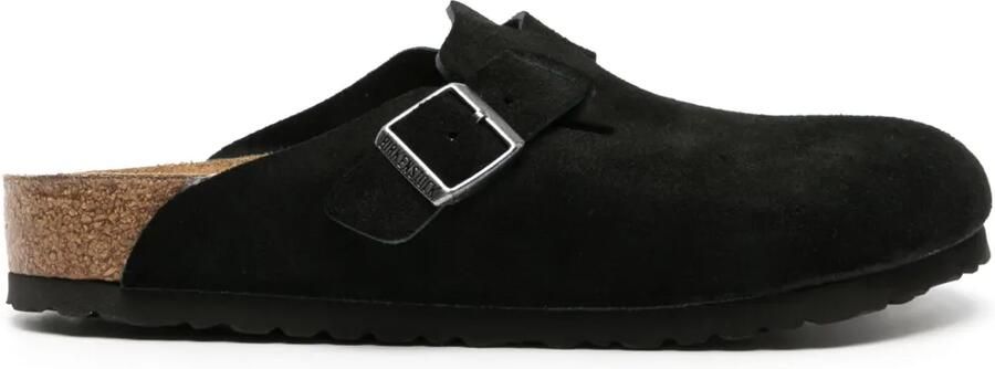 Birkenstock Boston suède slippers Zwart