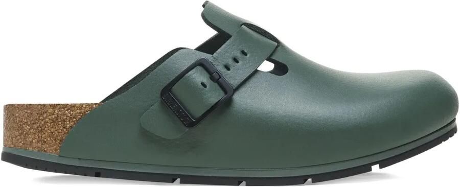 Birkenstock Boston "thyme" leren muiltjes Groen