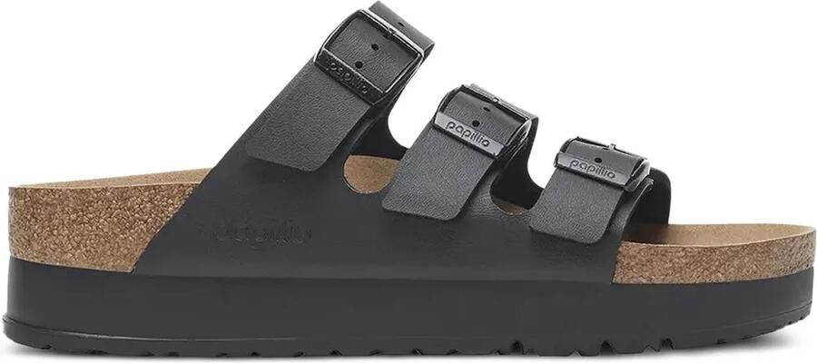 Birkenstock Florida sandalen met drievoudig bandje en plateauzool Zwart