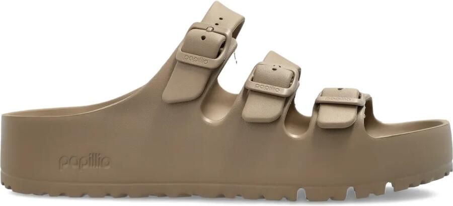 Birkenstock Florida slippers met plateauzool en gespbandje Beige